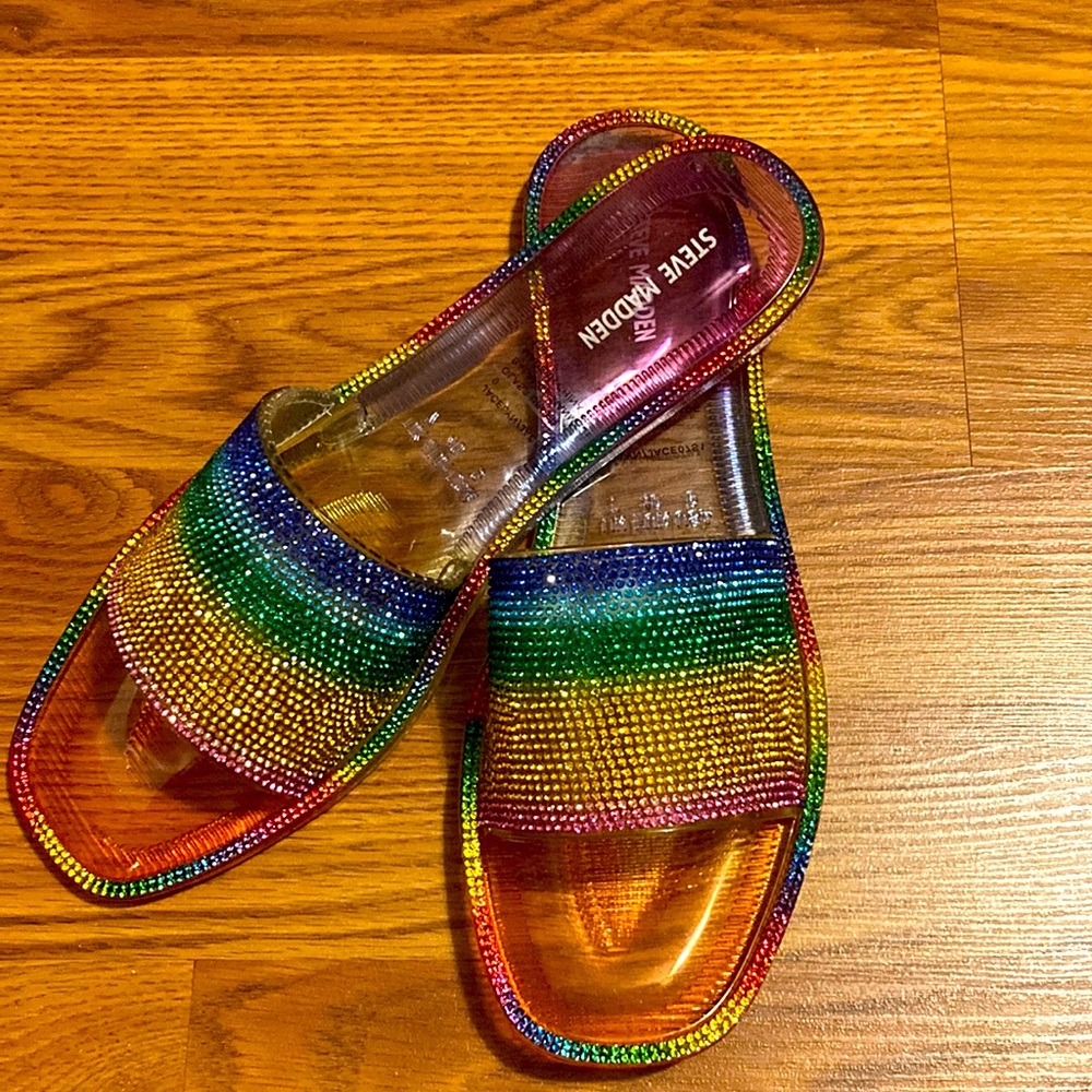 Steve Madden Rainbow jelly slides